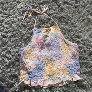 tie dye halter cropped tank top